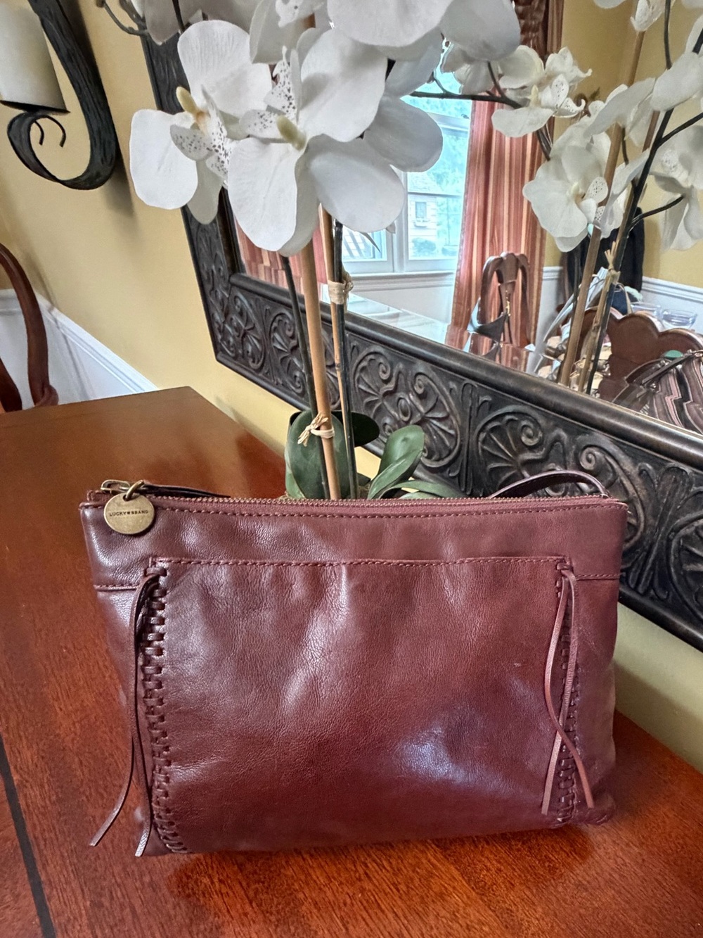 Lucky Brand Cognac Brown Leather Crossbody - Picture 1 of 9